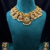 Traditional Peacock Motif Choker Set - Ruby Emerald Stone Work